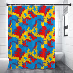 Red Yellow And Blue Camouflage Print Premium Shower Curtain