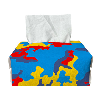 Red Yellow And Blue Camouflage Print Rectangle Tissue Box Cover