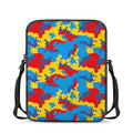 Red Yellow And Blue Camouflage Print Rectangular Crossbody Bag