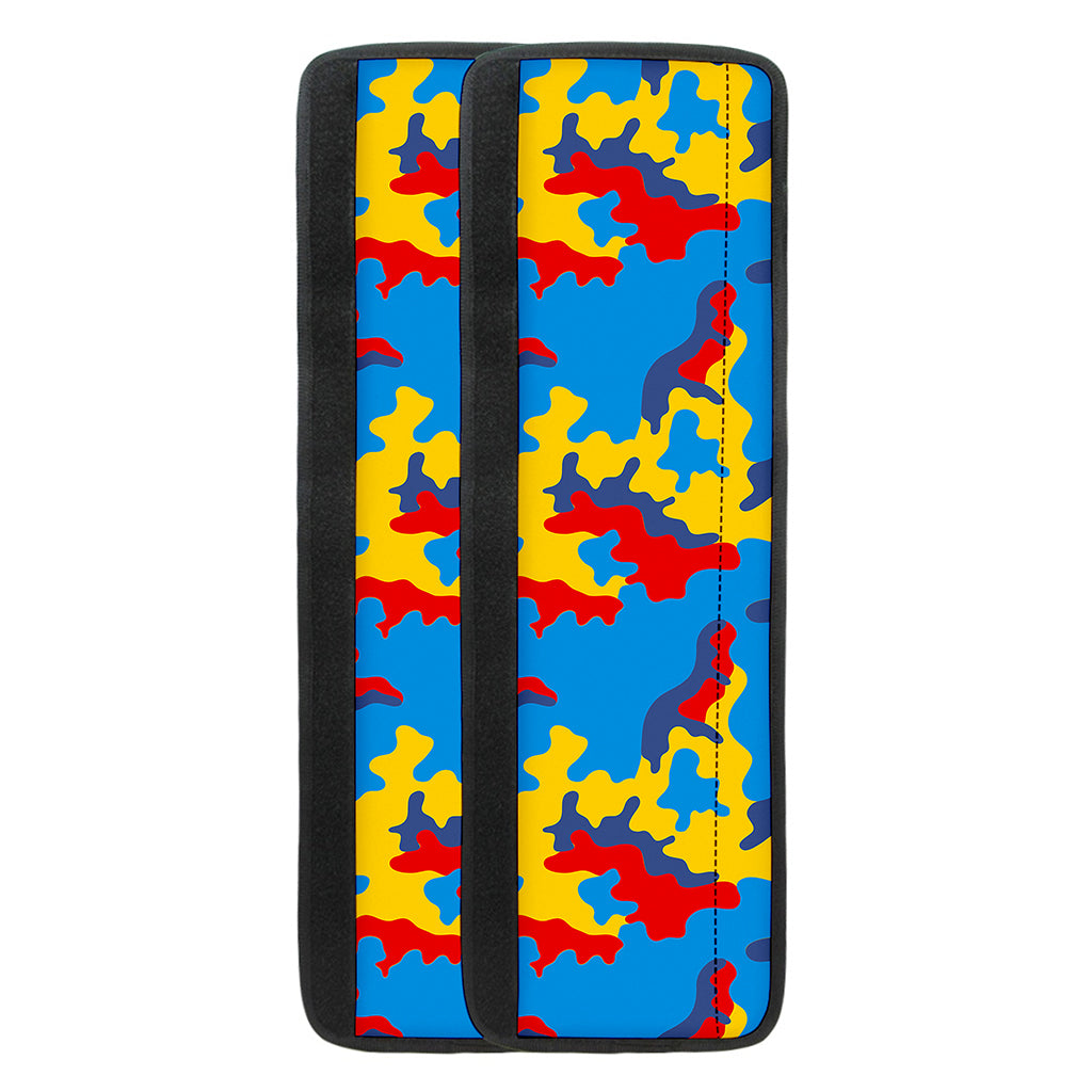 Red Yellow And Blue Camouflage Print Refrigerator Handle Covers