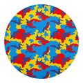 Red Yellow And Blue Camouflage Print Round Blanket