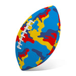 Red Yellow And Blue Camouflage Print Rugby Ball