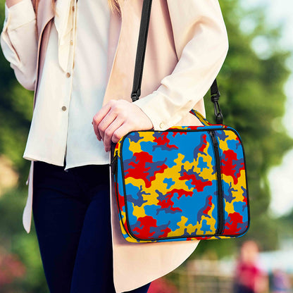 Red Yellow And Blue Camouflage Print Shoulder Strap Bible Bag