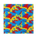 Red Yellow And Blue Camouflage Print Silk Bandana
