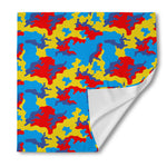 Red Yellow And Blue Camouflage Print Silk Bandana
