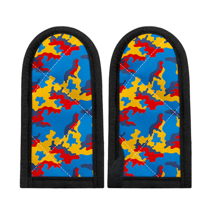 Red Yellow And Blue Camouflage Print Skillet Handle Cover