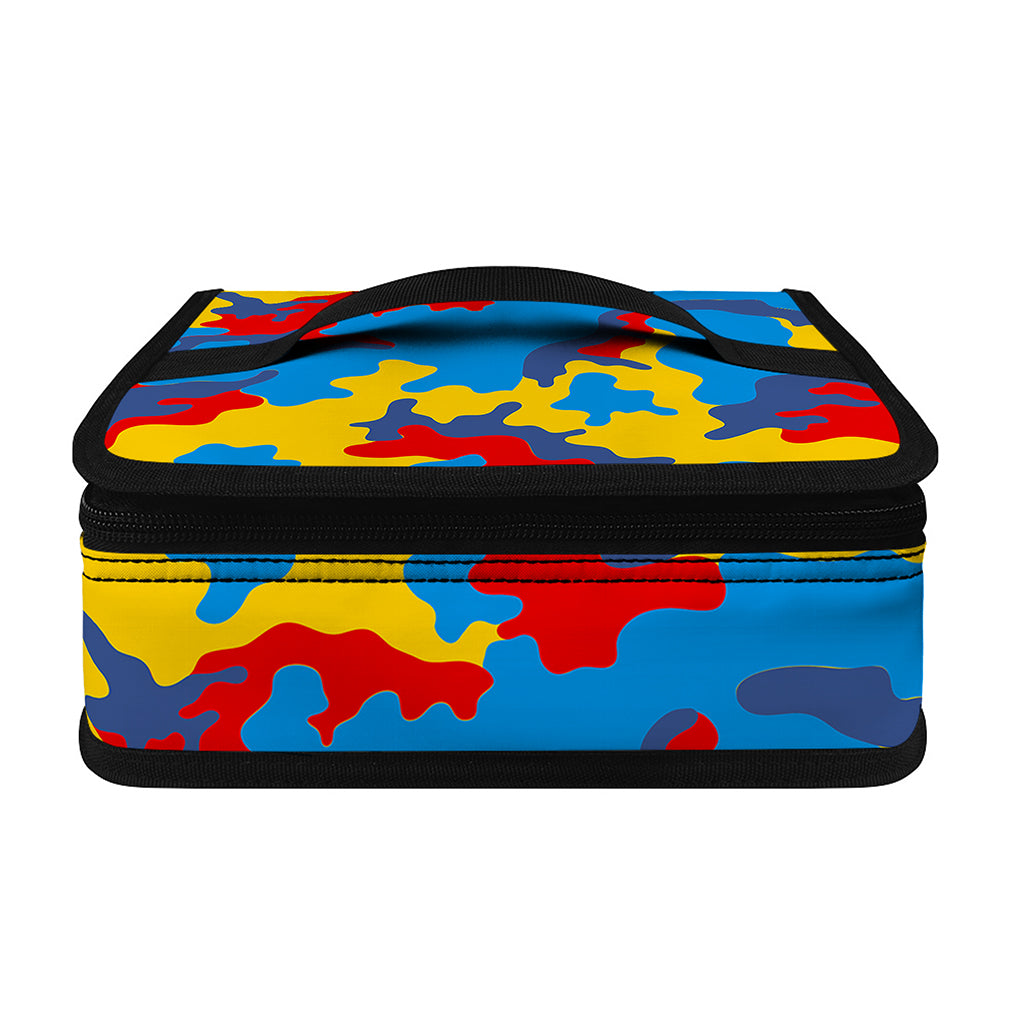 Red Yellow And Blue Camouflage Print Small Lunch Bag