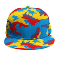 Red Yellow And Blue Camouflage Print Snapback Cap