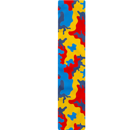Red Yellow And Blue Camouflage Print Table Runner