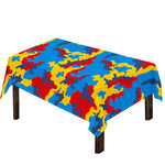 Red Yellow And Blue Camouflage Print Tablecloth