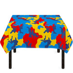 Red Yellow And Blue Camouflage Print Tablecloth