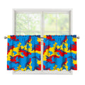 Red Yellow And Blue Camouflage Print Tier Curtains
