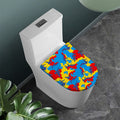 Red Yellow And Blue Camouflage Print Toilet Lid Cover