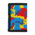 Red Yellow And Blue Camouflage Print Trifold Wallet