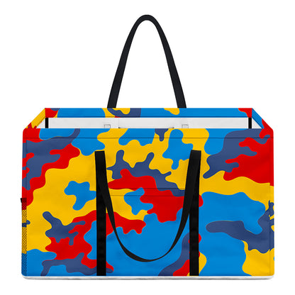 Red Yellow And Blue Camouflage Print Utility Tote Bag