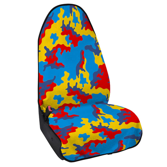 Red Yellow And Blue Camouflage Print Waterproof Car Seat Cover