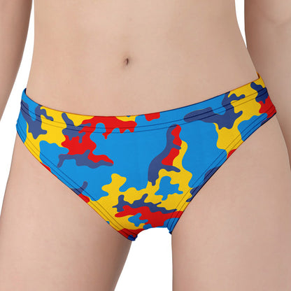 Red Yellow And Blue Camouflage Print Women's Panties