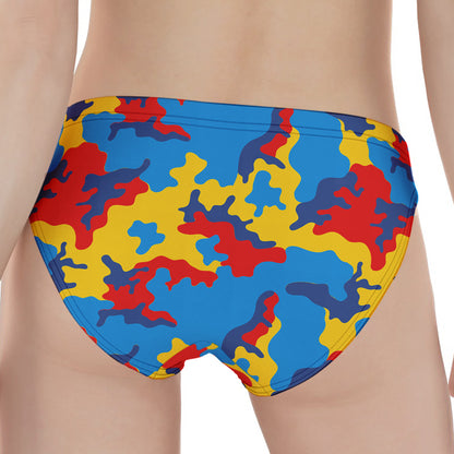 Red Yellow And Blue Camouflage Print Women's Panties