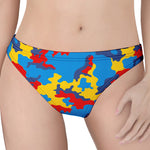 Red Yellow And Blue Camouflage Print Women's Thong