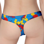 Red Yellow And Blue Camouflage Print Women's Thong