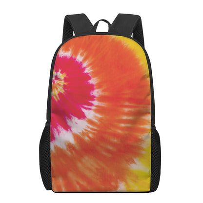 Red Yellow And Orange Tie Dye Print 17 Inch Backpack