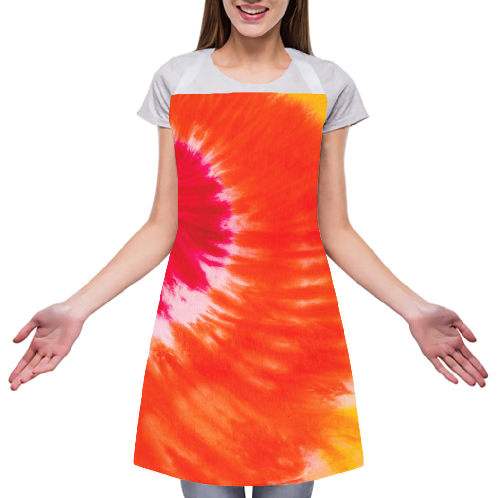 Red Yellow And Orange Tie Dye Print Adjustable Apron
