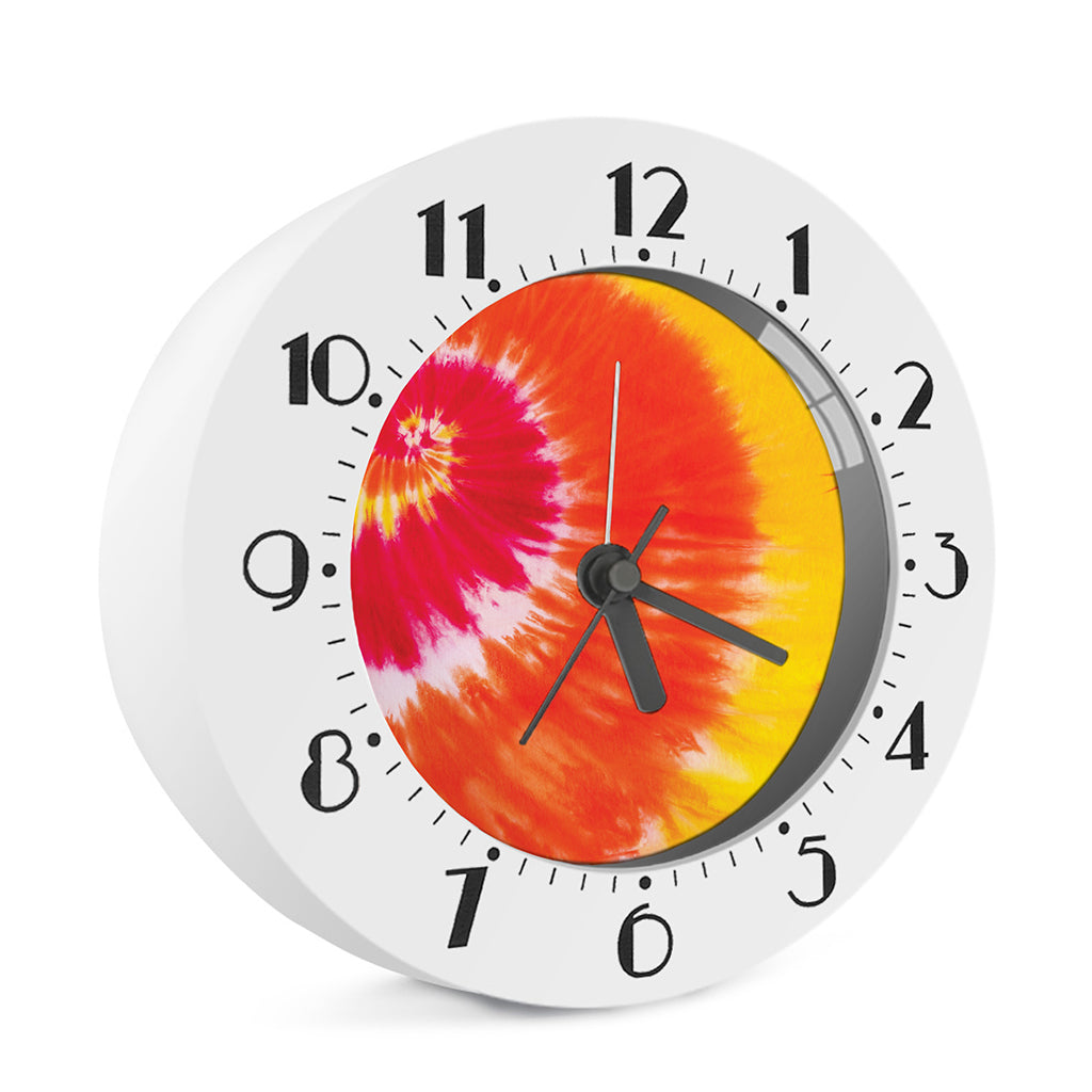 Red Yellow And Orange Tie Dye Print Alarm Clock
