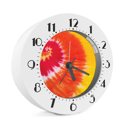 Red Yellow And Orange Tie Dye Print Alarm Clock