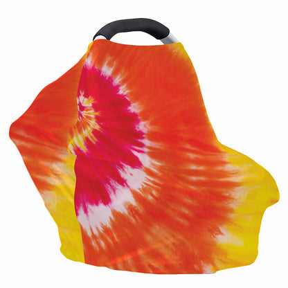 Red Yellow And Orange Tie Dye Print Baby Seat Cover