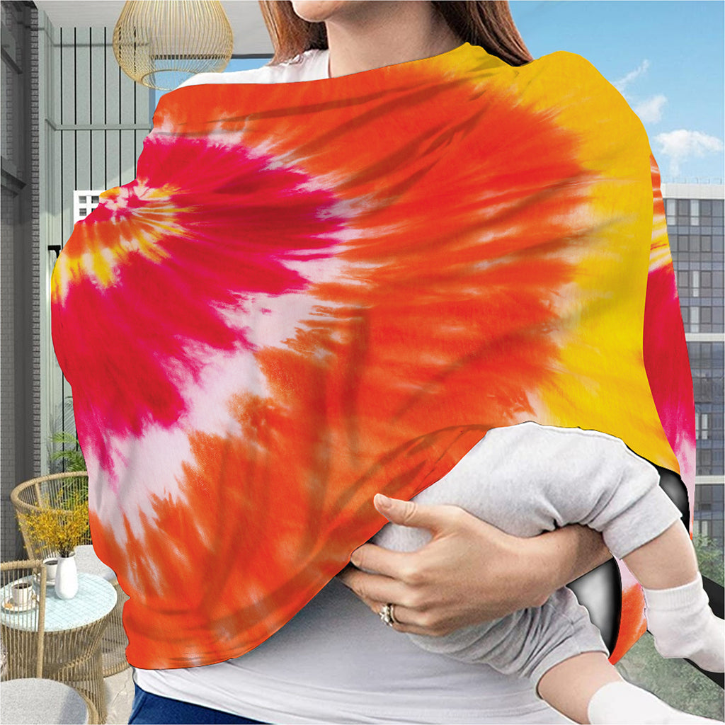 Red Yellow And Orange Tie Dye Print Baby Seat Cover