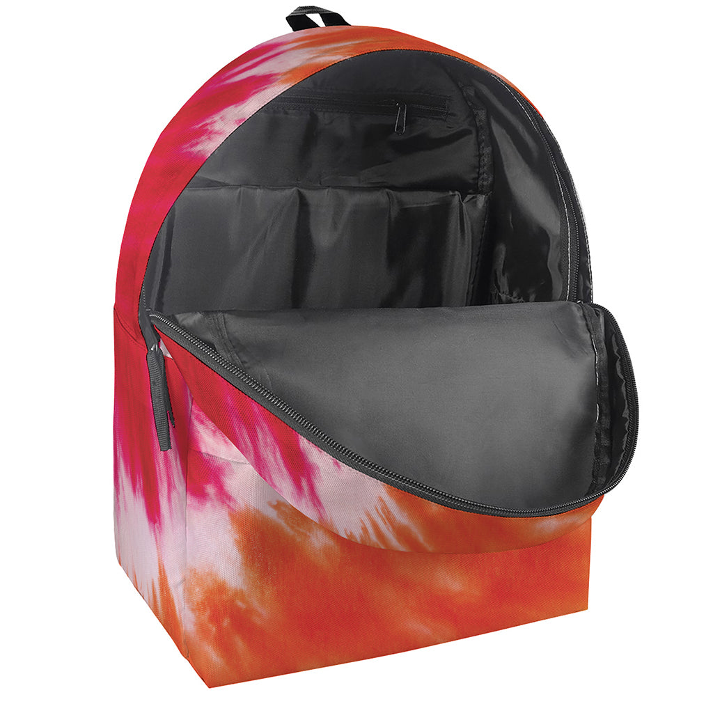 Red Yellow And Orange Tie Dye Print Backpack