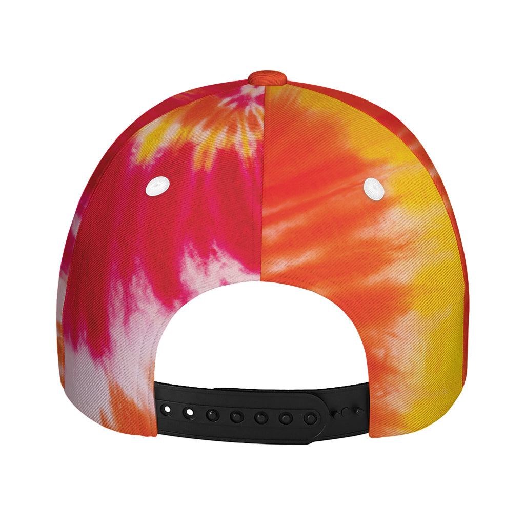 Red Yellow And Orange Tie Dye Print Baseball Cap