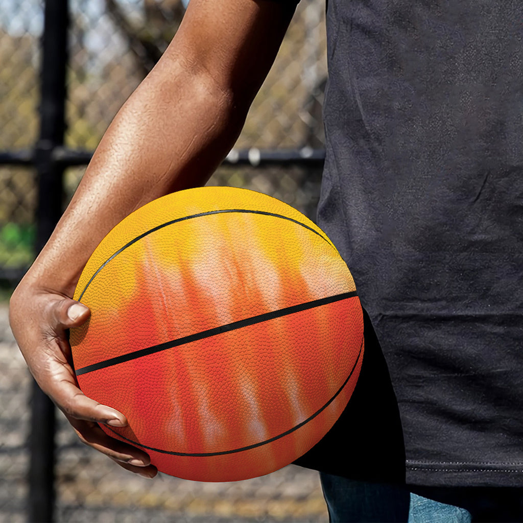 Red Yellow And Orange Tie Dye Print Basketball