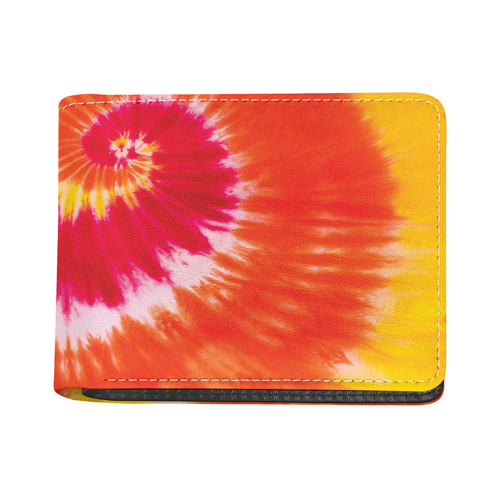 Red Yellow And Orange Tie Dye Print Bifold Wallet