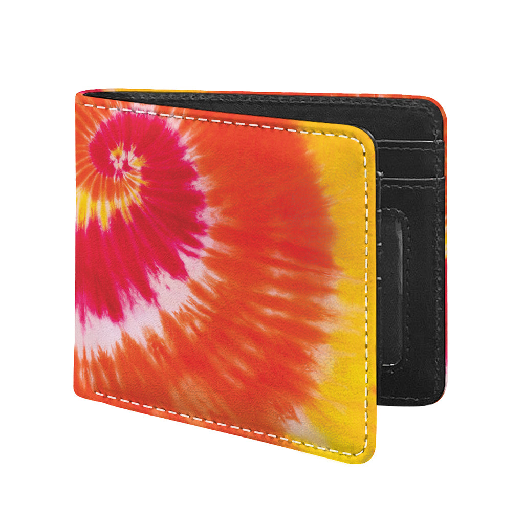 Red Yellow And Orange Tie Dye Print Bifold Wallet