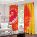 Red Yellow And Orange Tie Dye Print Dimout Grommet Curtains