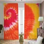 Red Yellow And Orange Tie Dye Print Blackout Pencil Pleat Curtains