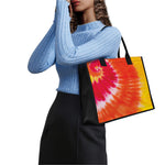 Red Yellow And Orange Tie Dye Print Canvas Tote Bag