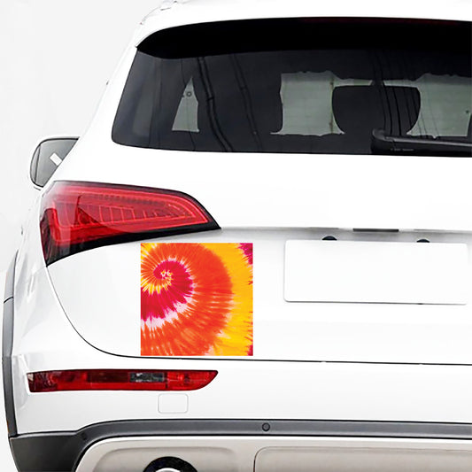 Red Yellow And Orange Tie Dye Print Car Sticker