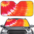 Red Yellow And Orange Tie Dye Print Car Windshield Sun Shade