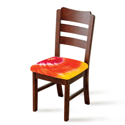 Red Yellow And Orange Tie Dye Print Chair Cushion Cover