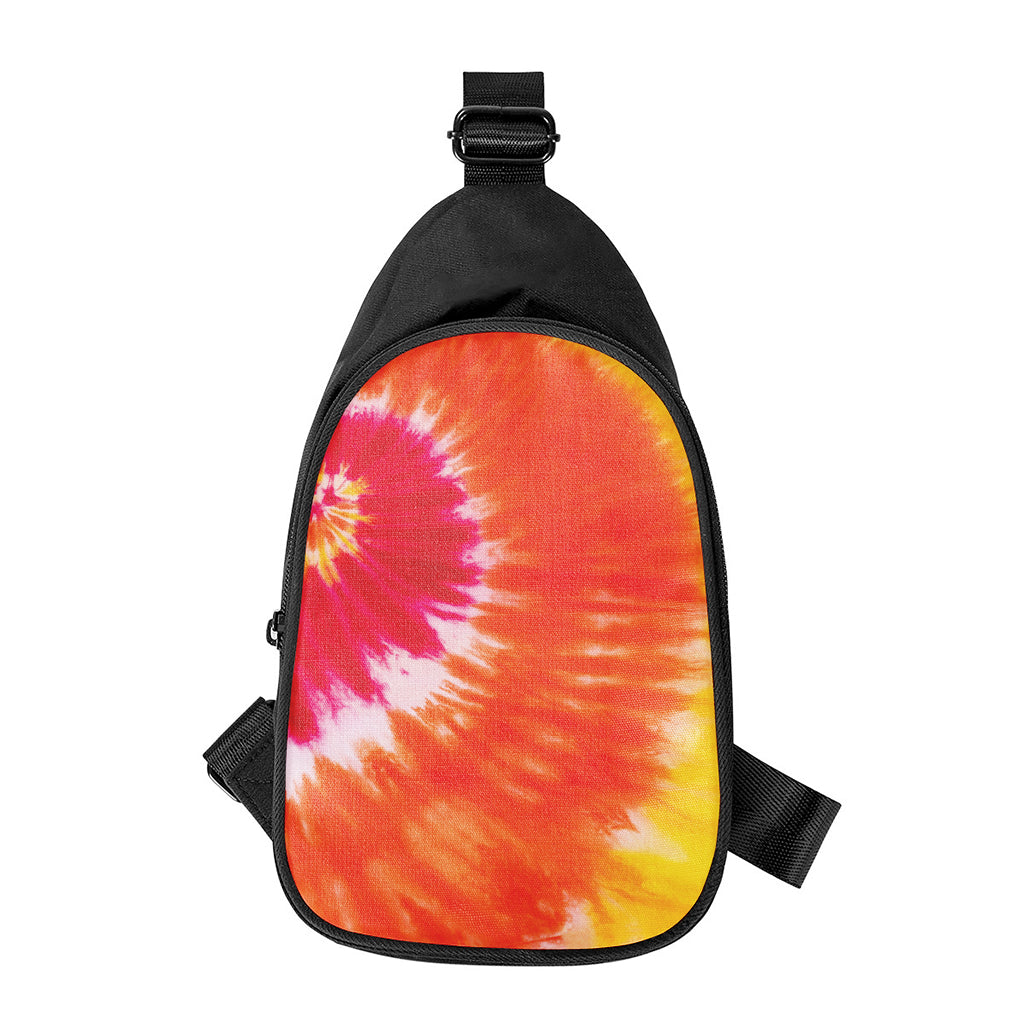 Red Yellow And Orange Tie Dye Print Chest Bag