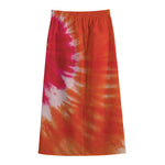 Red Yellow And Orange Tie Dye Print Cotton Front Slit Maxi Skirt