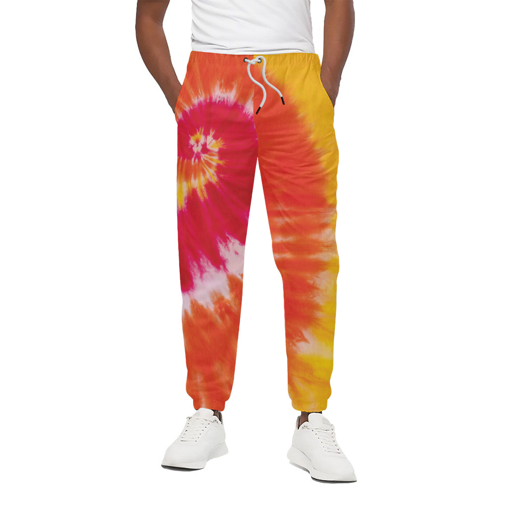 Red Yellow And Orange Tie Dye Print Cotton Pants