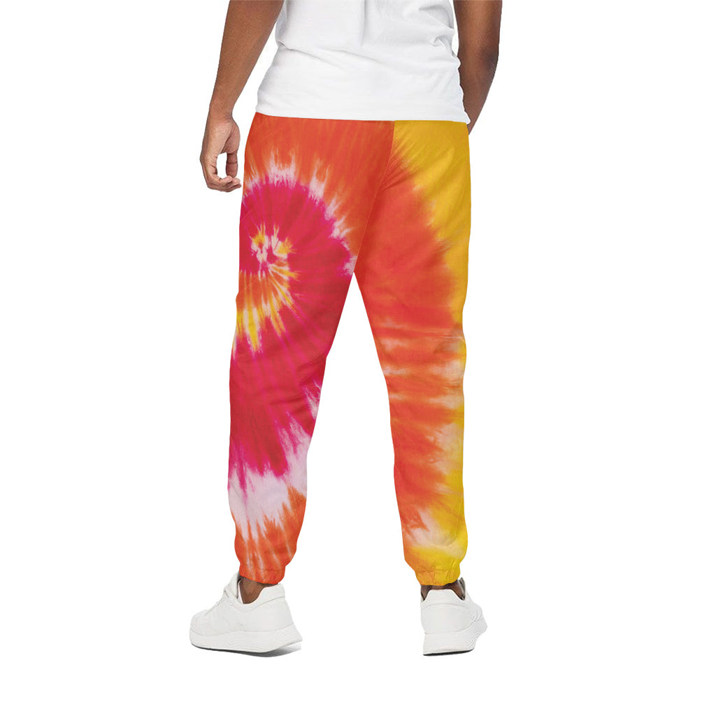 Red Yellow And Orange Tie Dye Print Cotton Pants