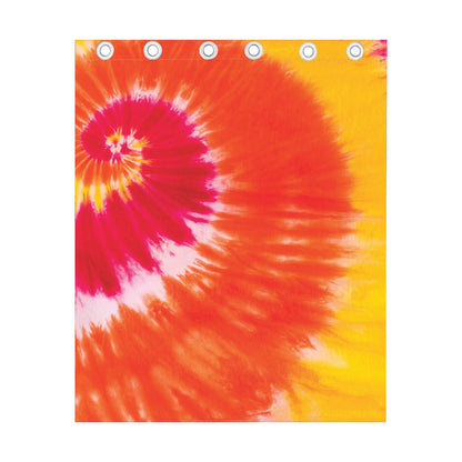Red Yellow And Orange Tie Dye Print Curtain