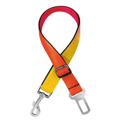 Red Yellow And Orange Tie Dye Print Dog Seat Belt