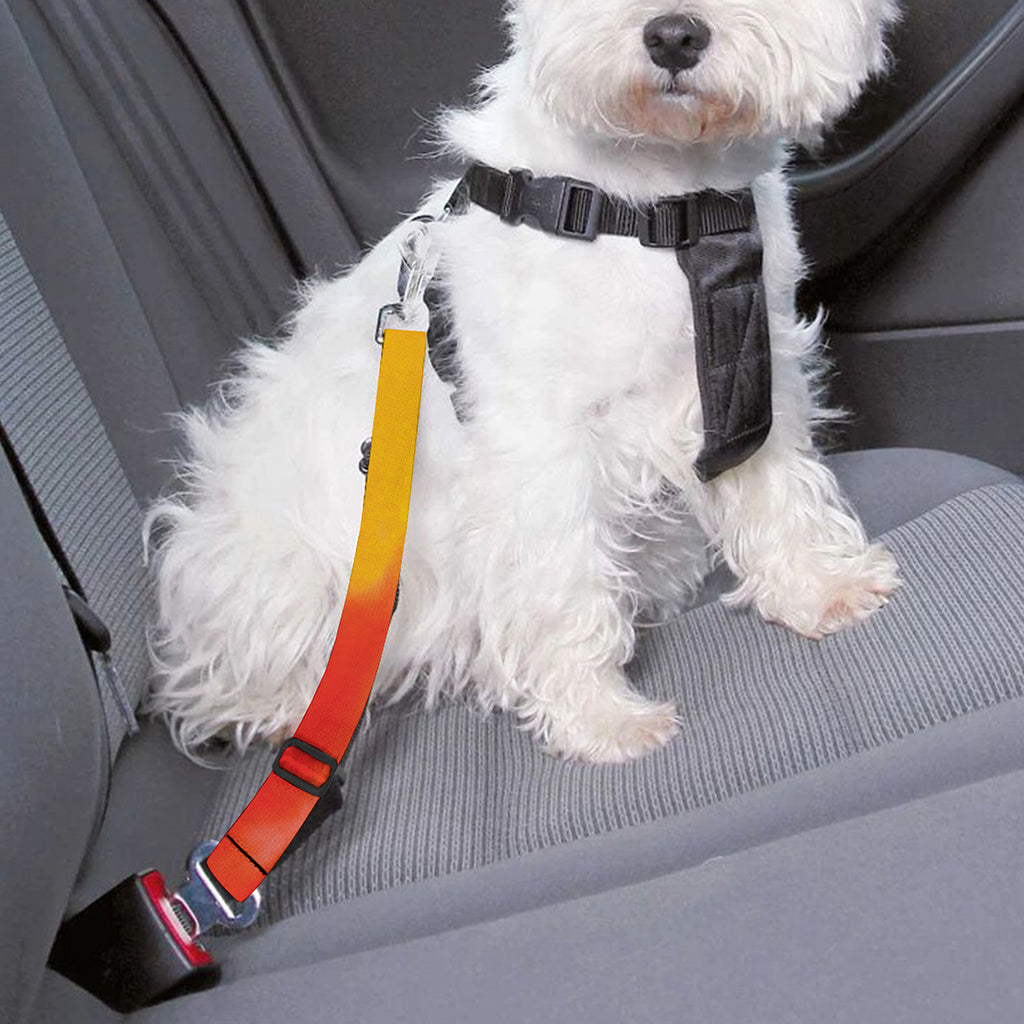 Red Yellow And Orange Tie Dye Print Dog Seat Belt