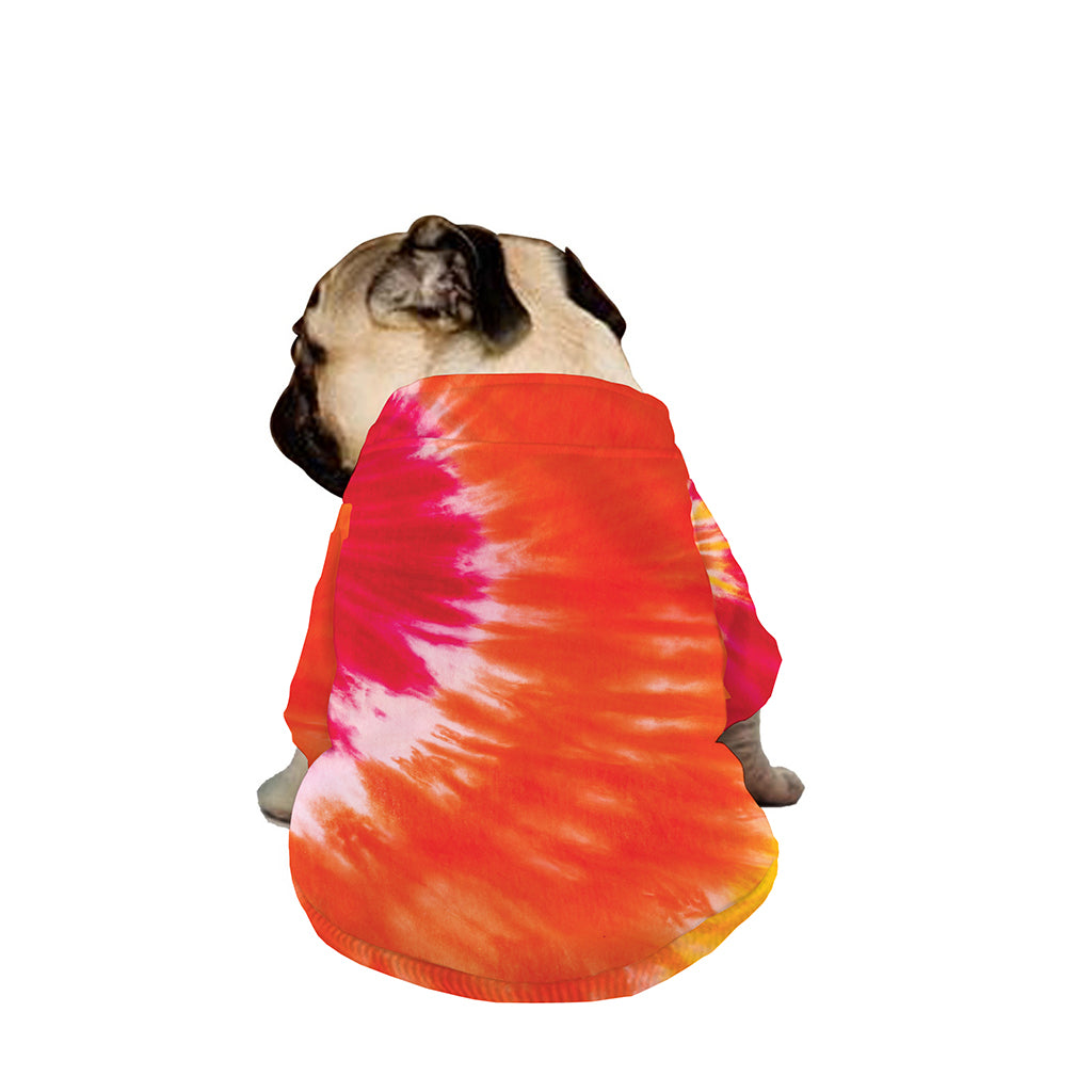 Red Yellow And Orange Tie Dye Print Dog Zip Up Jacket