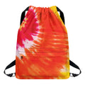 Red Yellow And Orange Tie Dye Print Drawstring Backpack